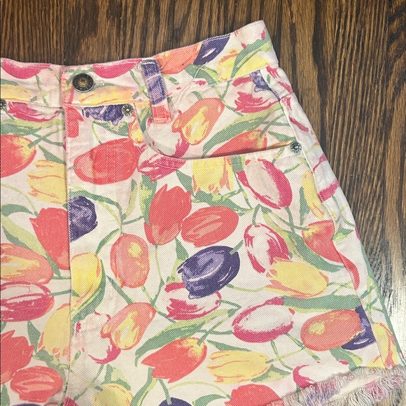 Vintage 90s Floral Cut Off Jean Shorts - Picture 3 of 7